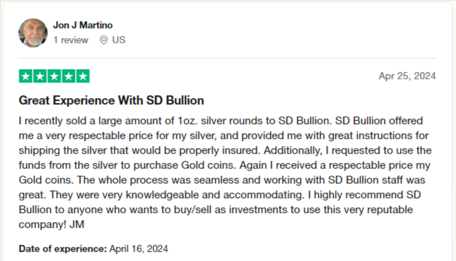 SD Bullion reviews and complaints