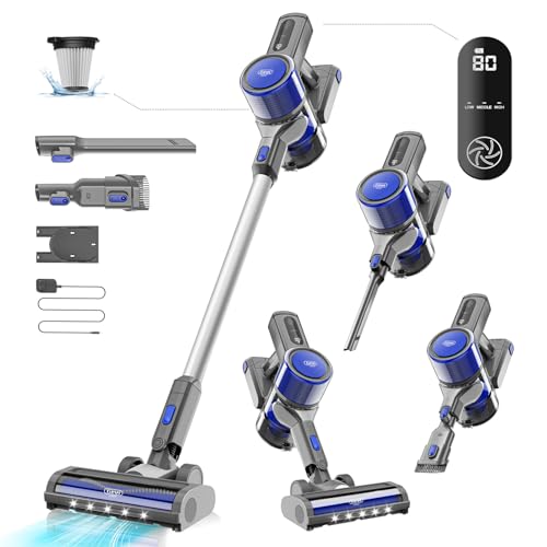 Cordless Vacuum Cleaner for Home | 400W Powerful Stick Vacuum | Long Runtime Detachable Battery | LED Display | Deep Clean for Pet Hair Hard Floor Carpet