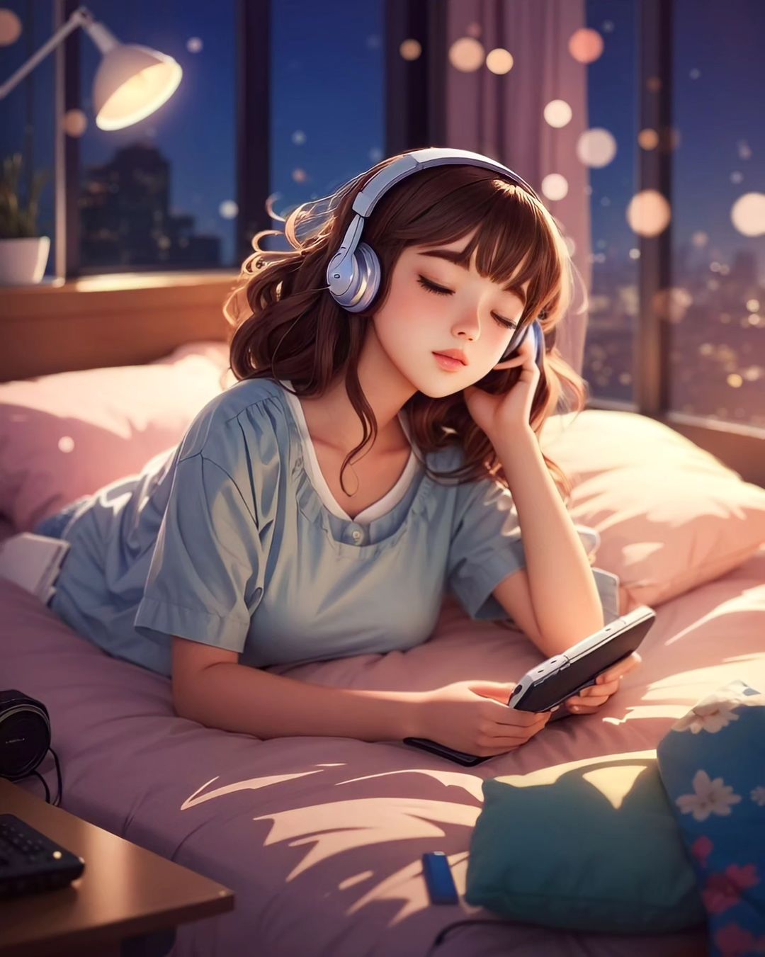 Insta Dp for Girls, a girl listening to music
