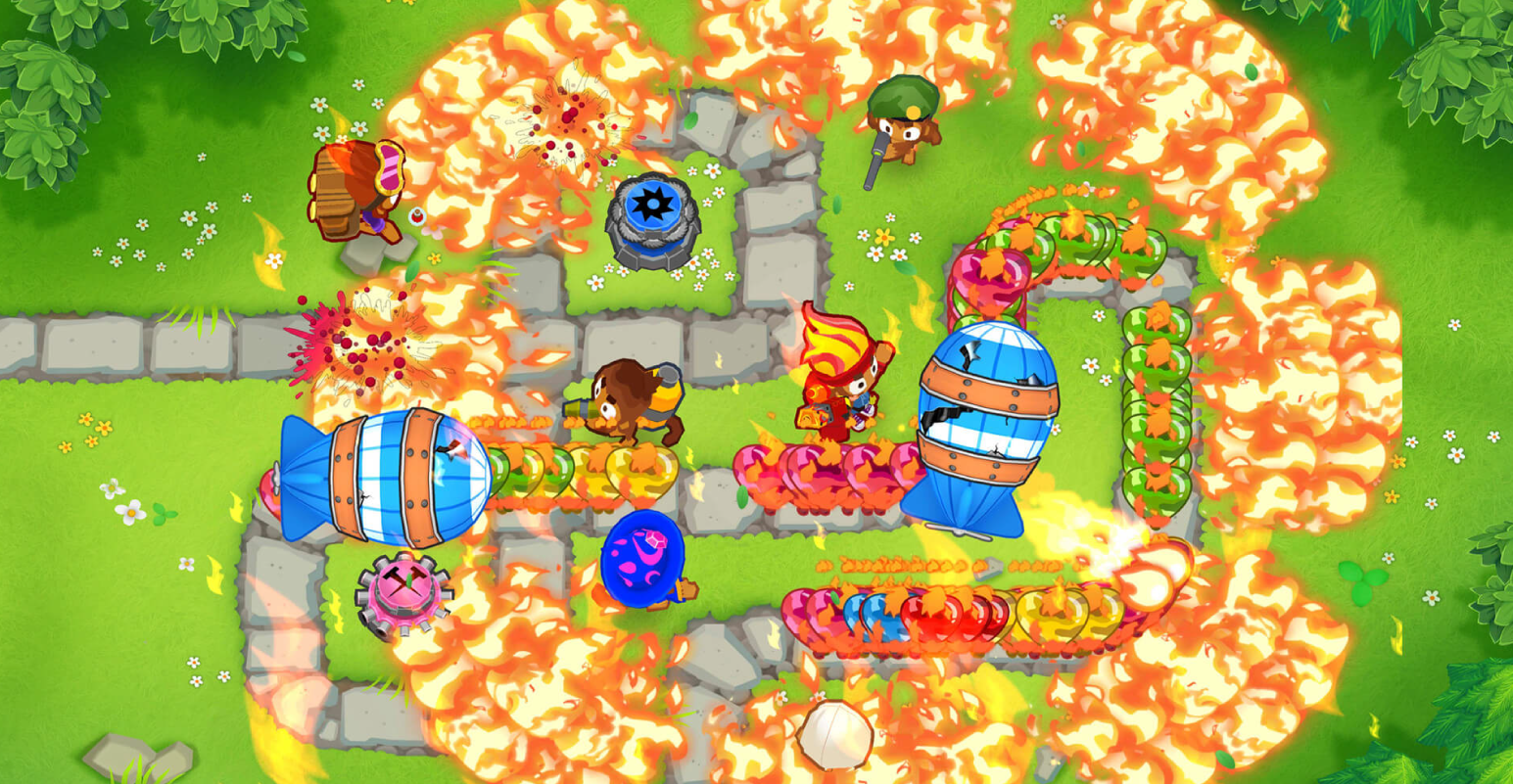 The tower defense game Bloons TD 6 in action