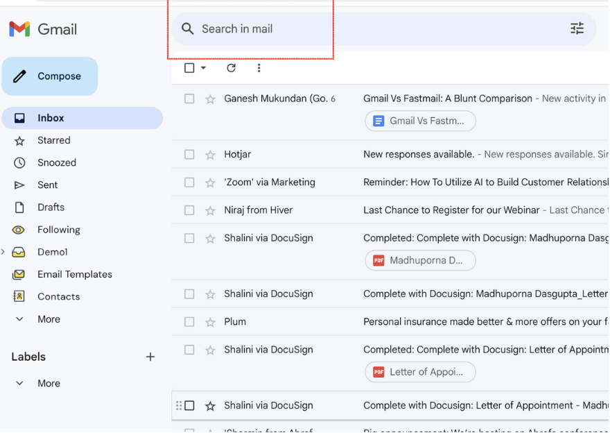 Search option in Gmail