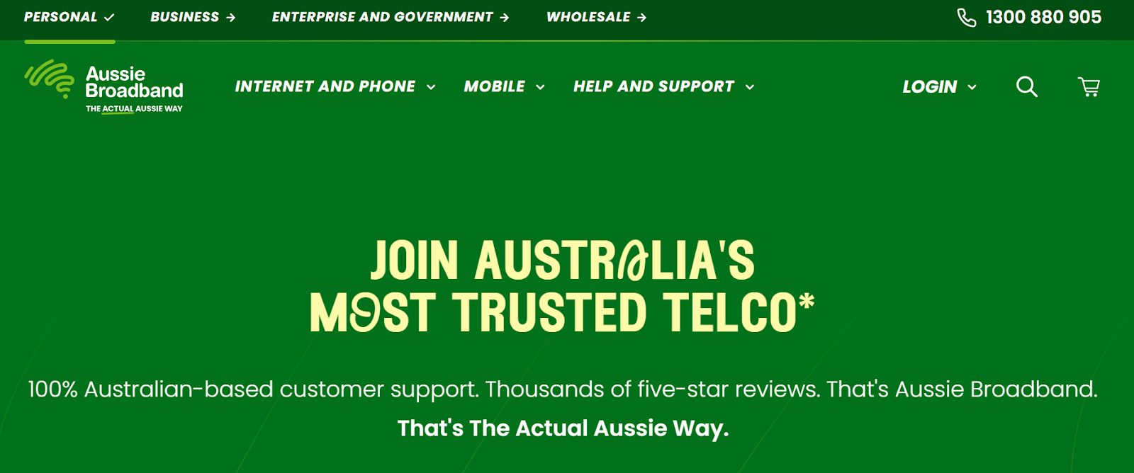 Ausiie Broadband website snapshot highlighting the services it offers.