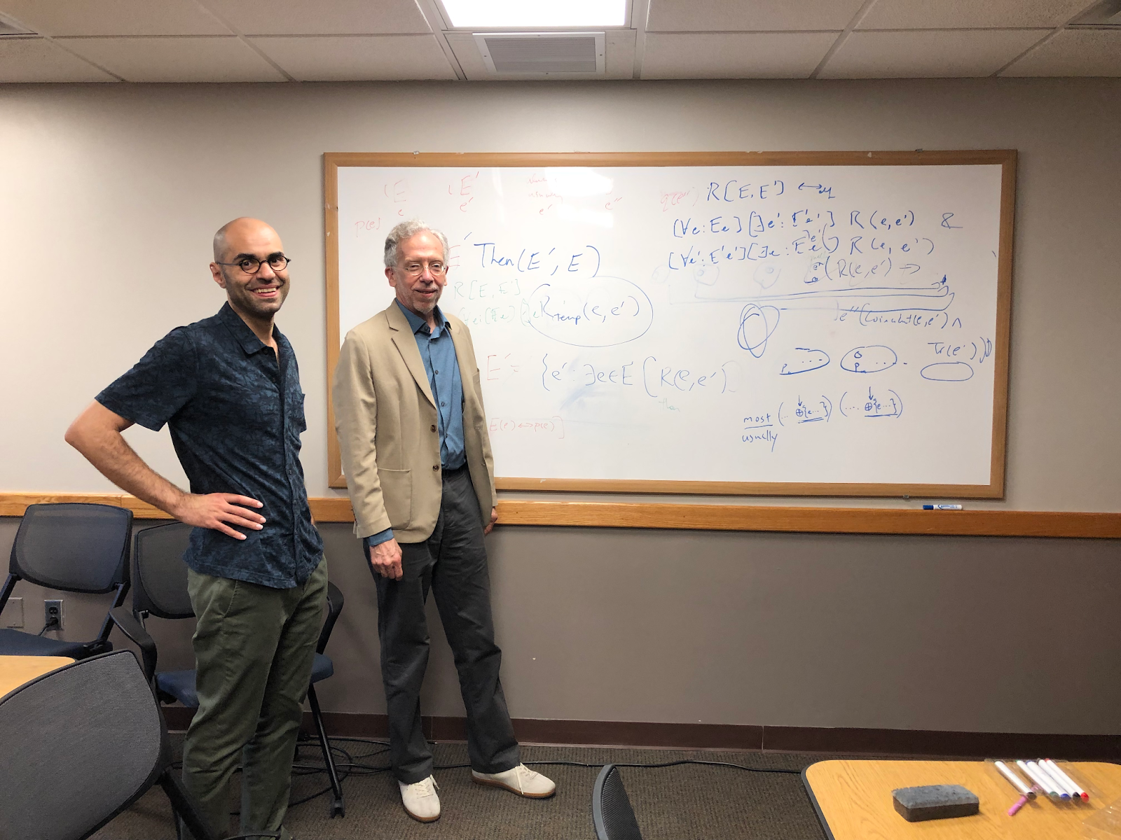 scholars in front of a whiteboard