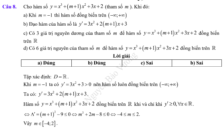 Lý thuyết Tính đơn điệu của hàm số & Các dạng bài tập