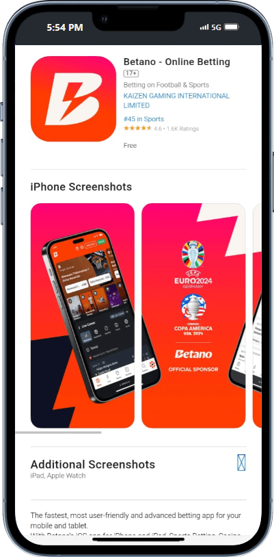 Betano app for iOS