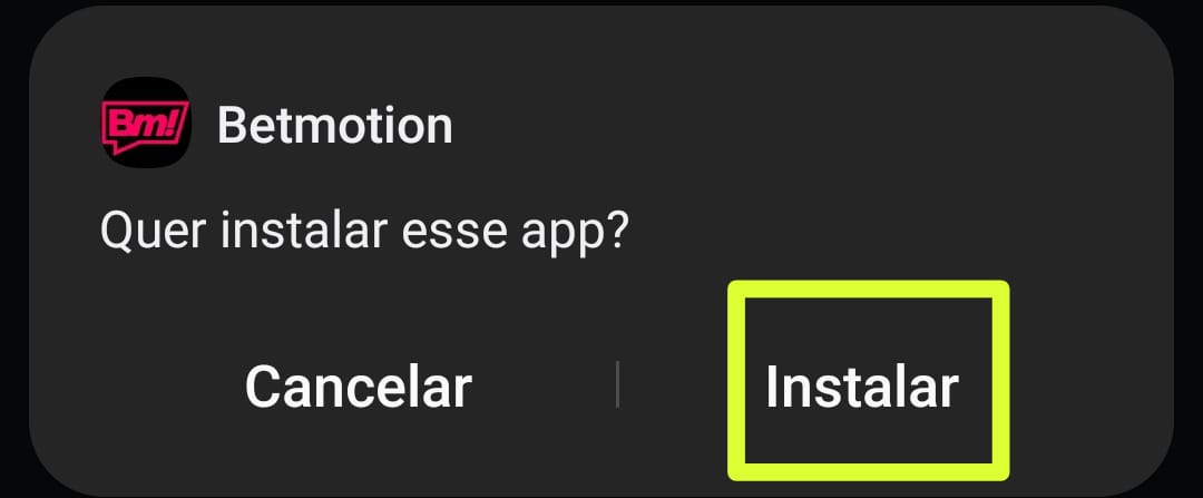 instalar o betmotion app