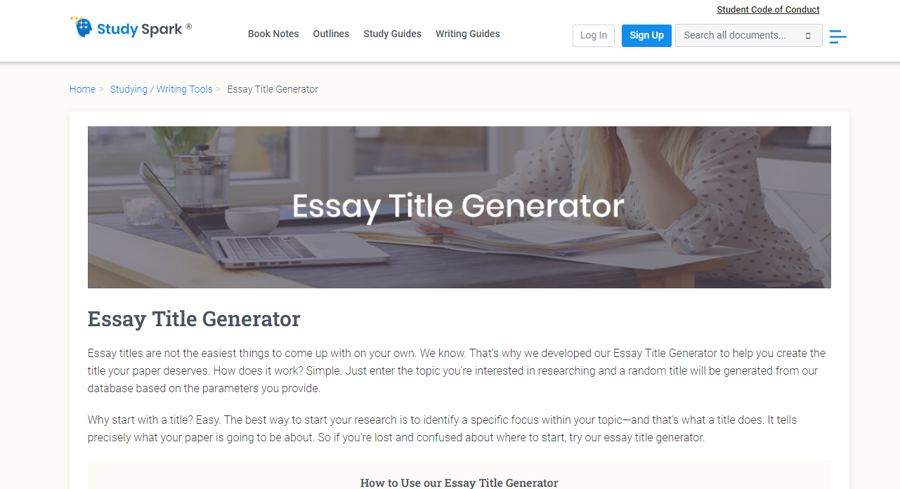 StudySpark’s Essay Title Generator