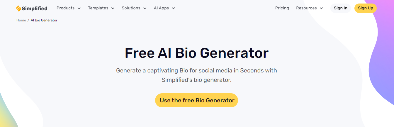 Simplified AI Bio Generator