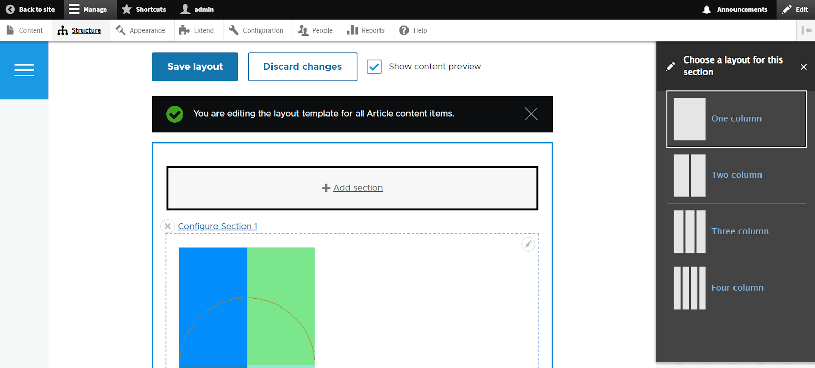 Drupal layout editor