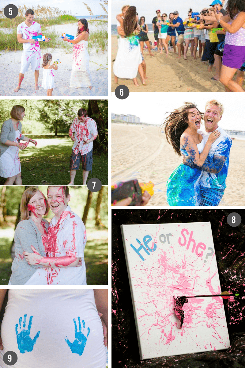 gender reveal with paint