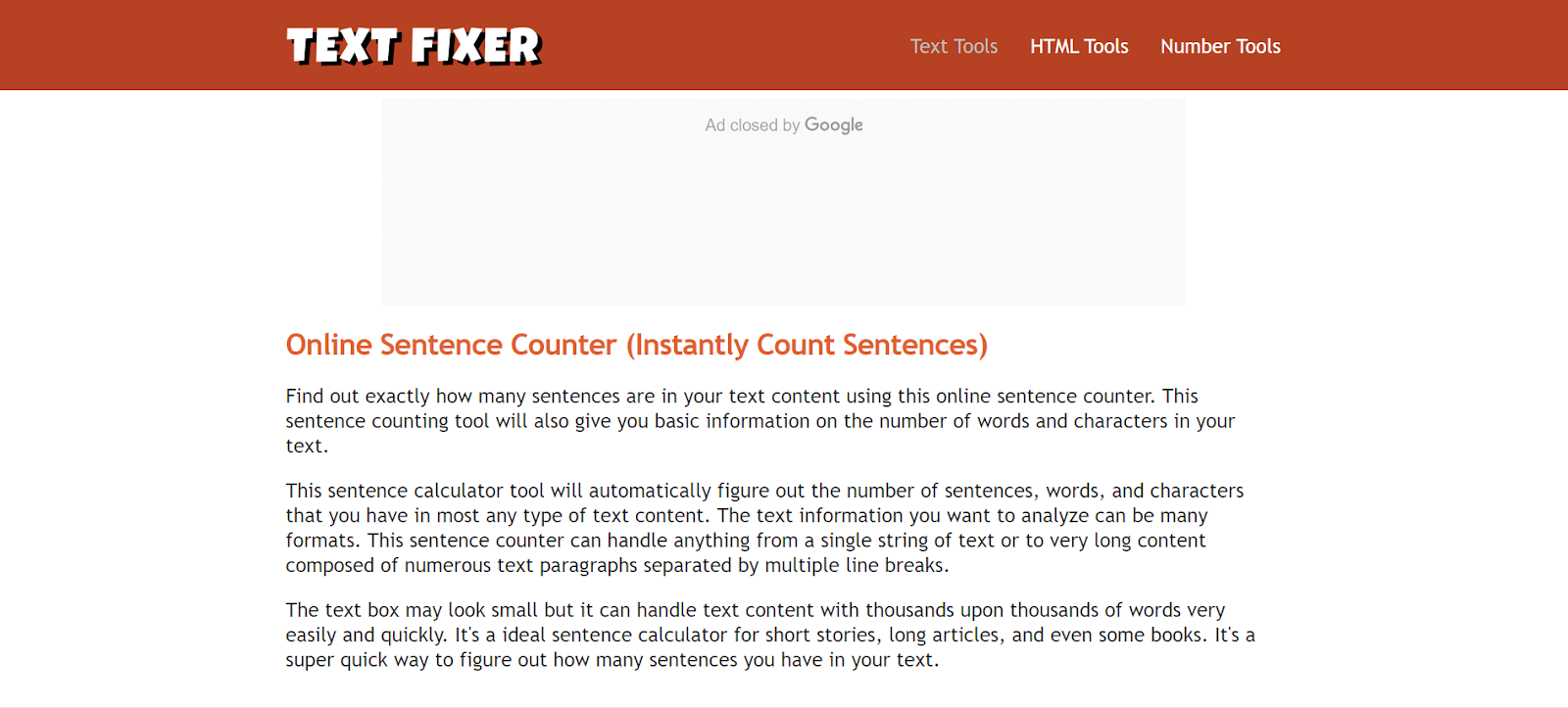 TextFixer.com Sentence Counter