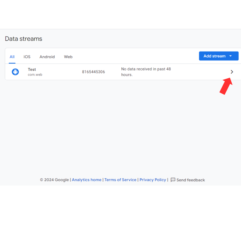 the arrow in front of the data stream