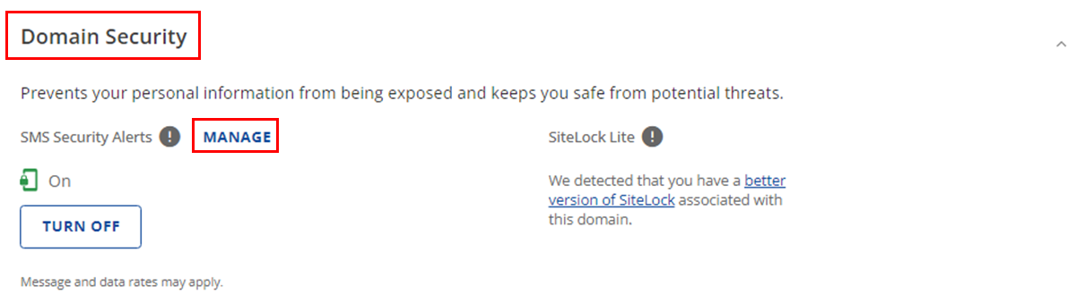 Domain Security Manage Option
