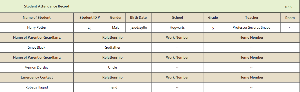 Excel Student Attendance Template