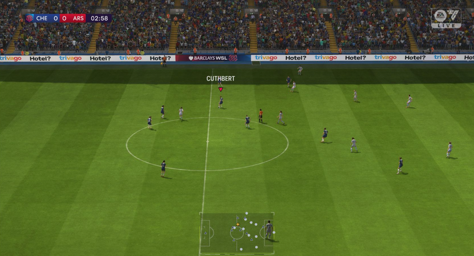 Screenshot of a soccer game in EAFC 24