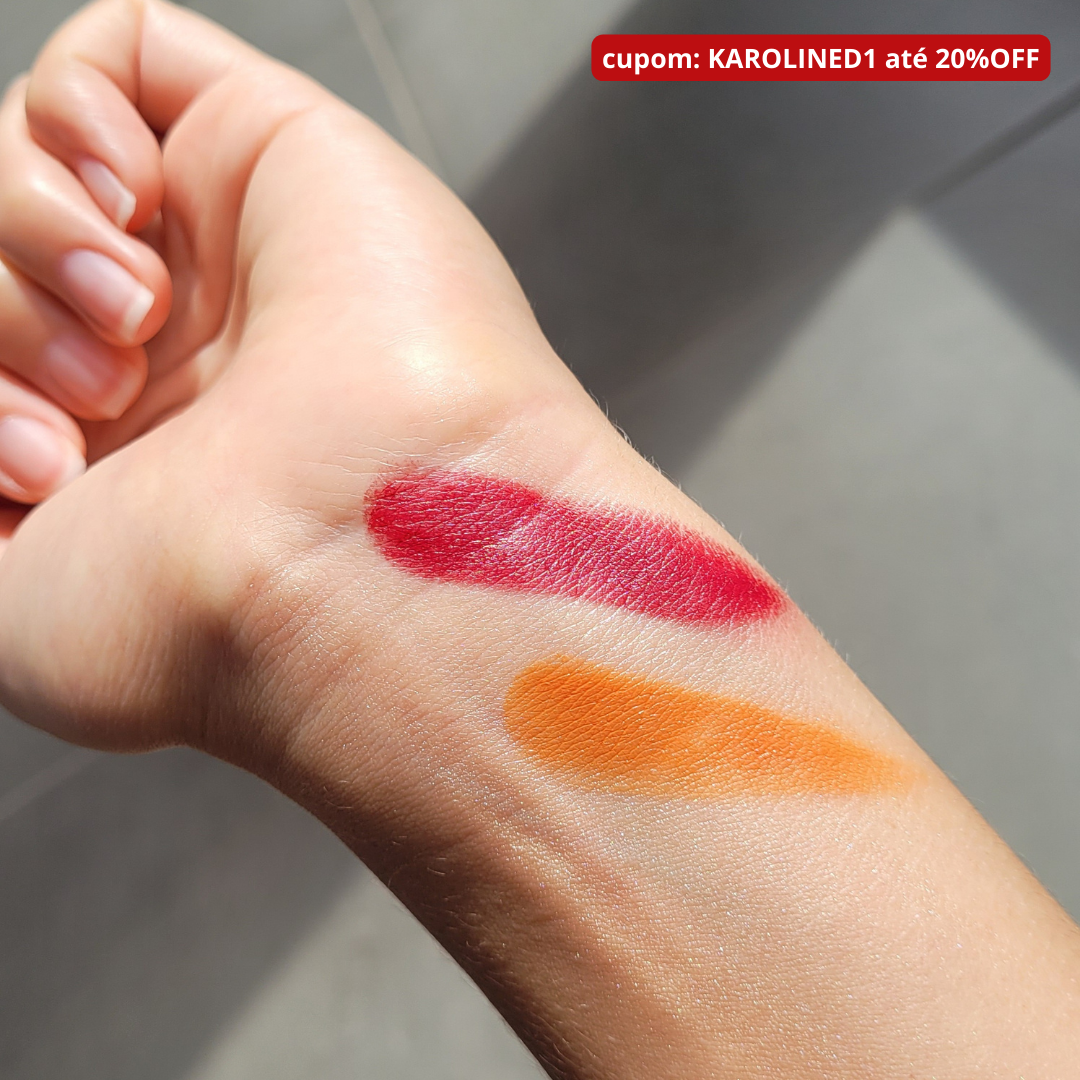 imagem de swatch blush multifuncional care natural beauty orange and plum