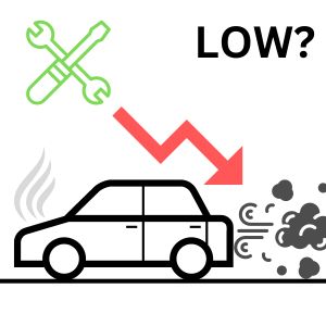 Smoking car with text about importance of regular maintenance to reduce emissions.