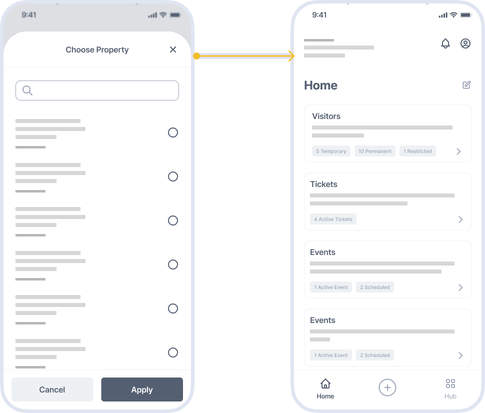 Property management app wireframe