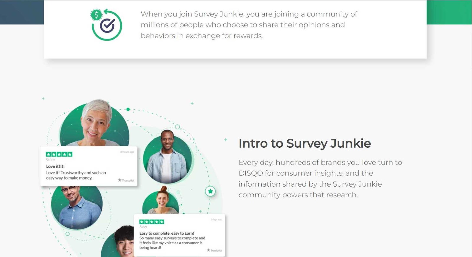 The Survey Junkie website offering the opportunity to earn rewards for participating in market research surveys. 