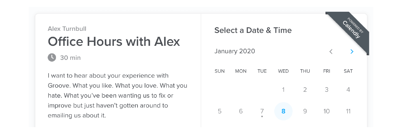 A form for scheduling a meeting through Calendly.