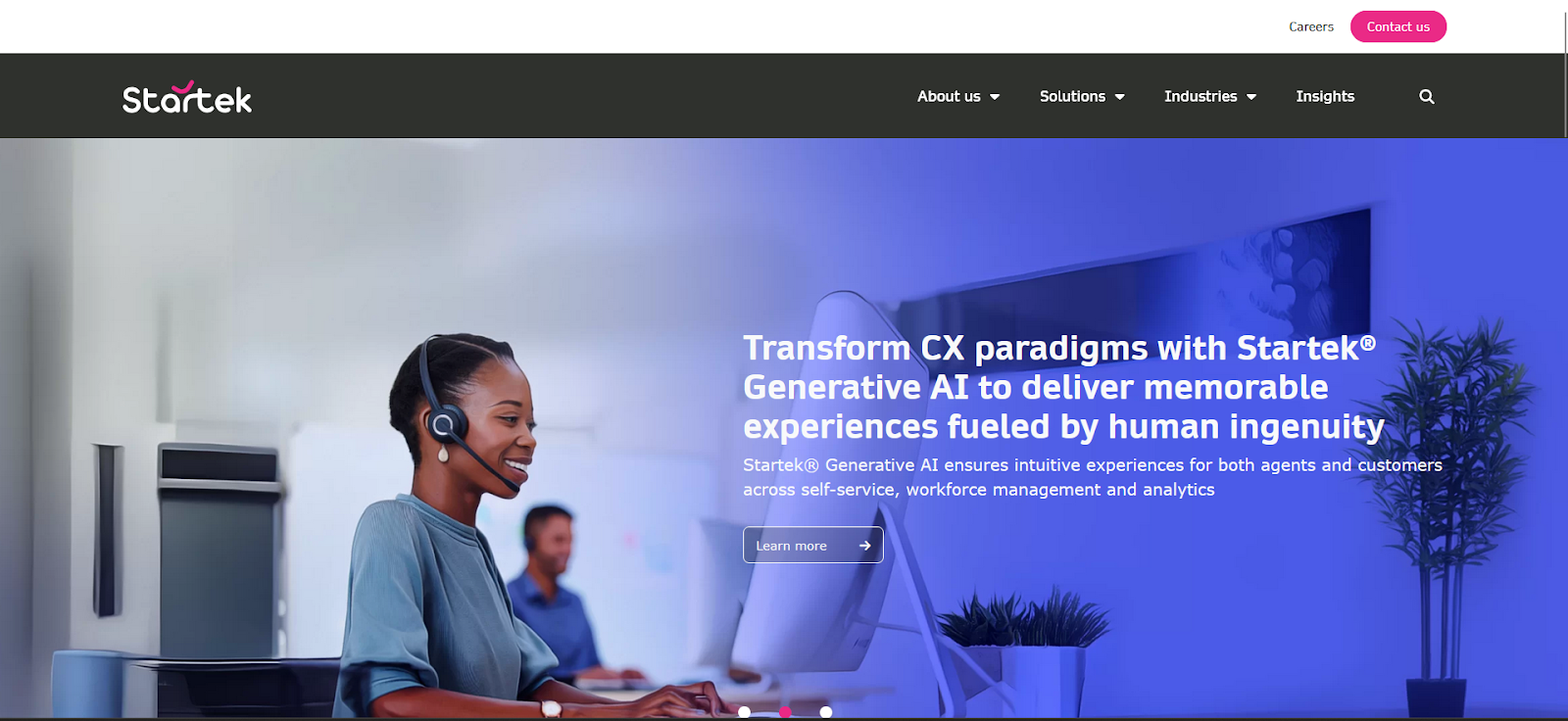 Website homepage of Startek