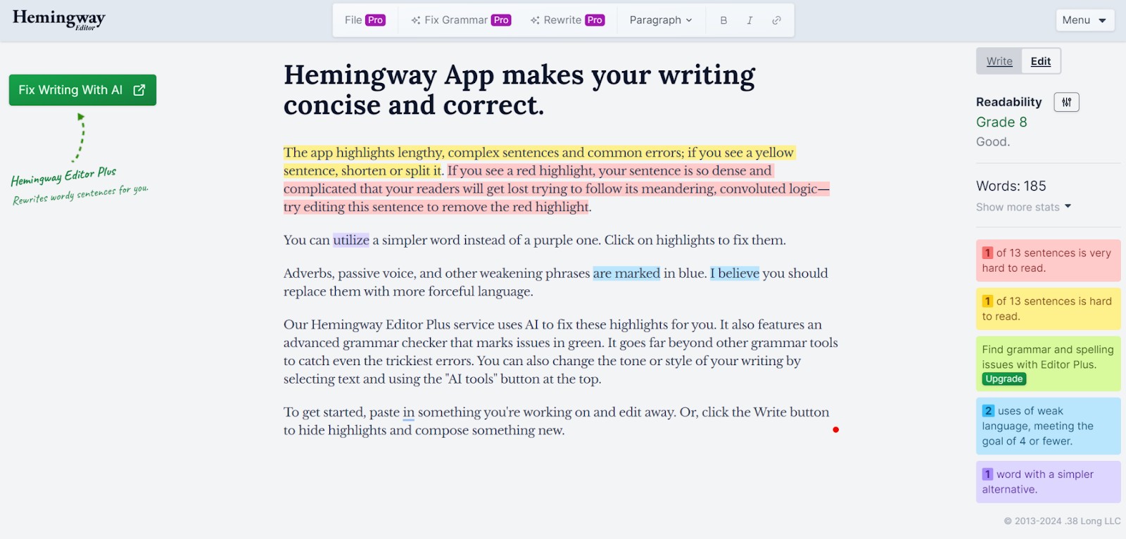 Screenshot of Hemingway Editor