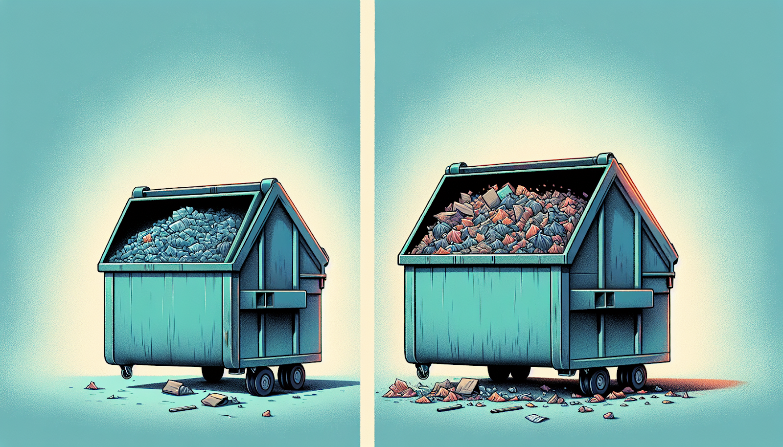 Illustration of optimized dumpster waste volume