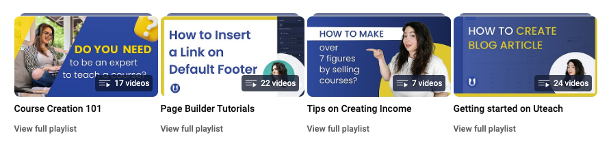 Uteach playlists