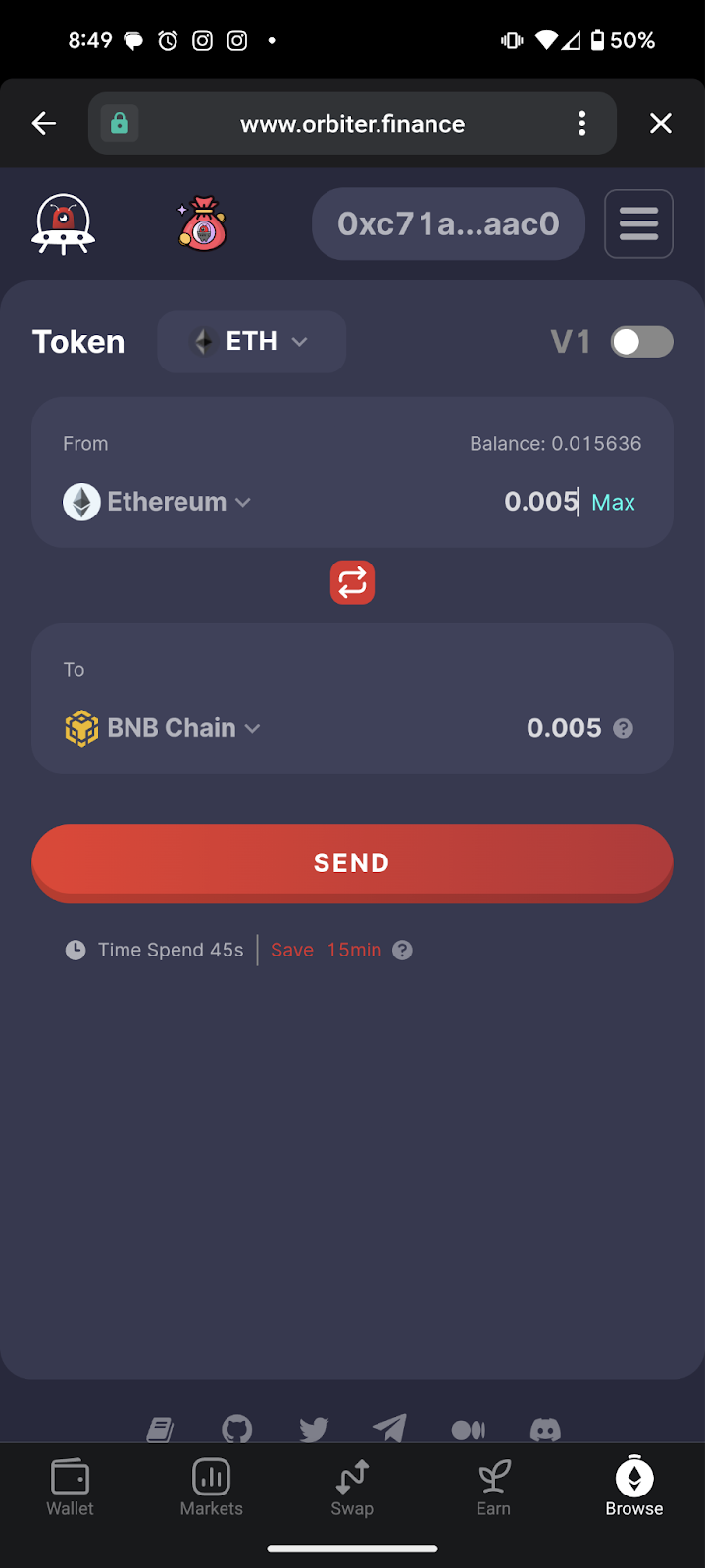 Bridge from Ethereum to BNB Smart Chain with MEW Mobile