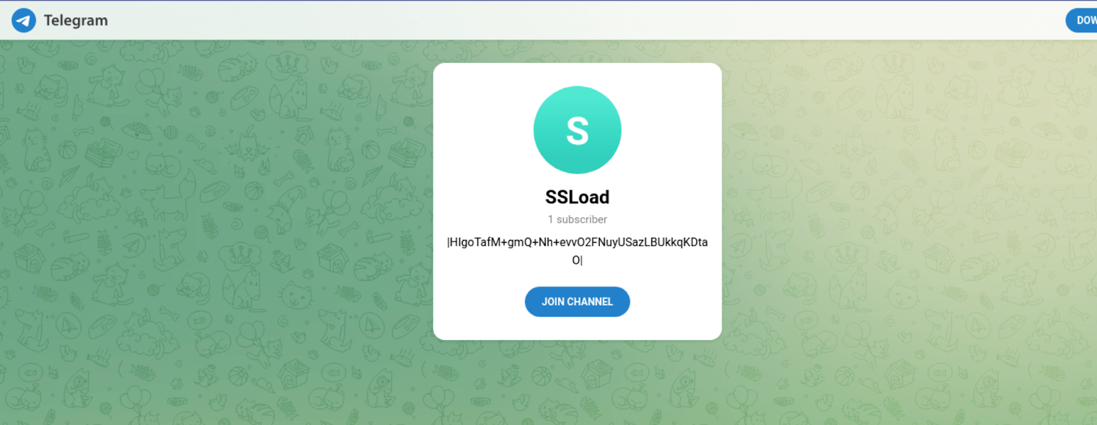 SSLoad malware Telegram channel.