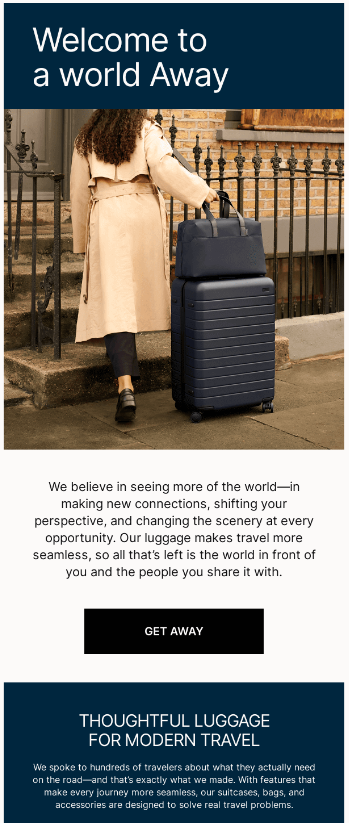 A person standing next to a suitcase
Description automatically generated