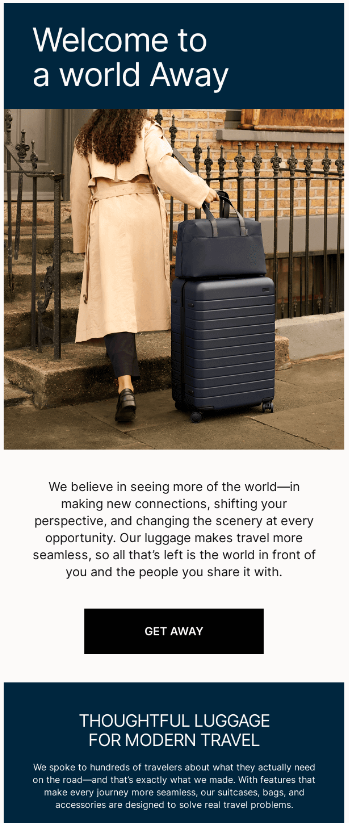 A person standing next to a suitcase

Description automatically generated