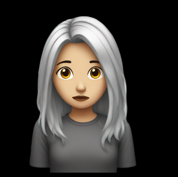 Sad Emoji DP Girl wearing a grey T-shirt