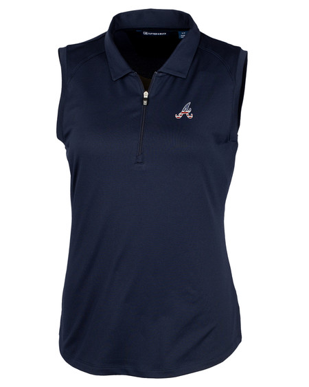 Atlanta Braves Stars & Stripes Cutter & Buck Forge Stretch Womens Sleeveless Polo in Liberty Navy