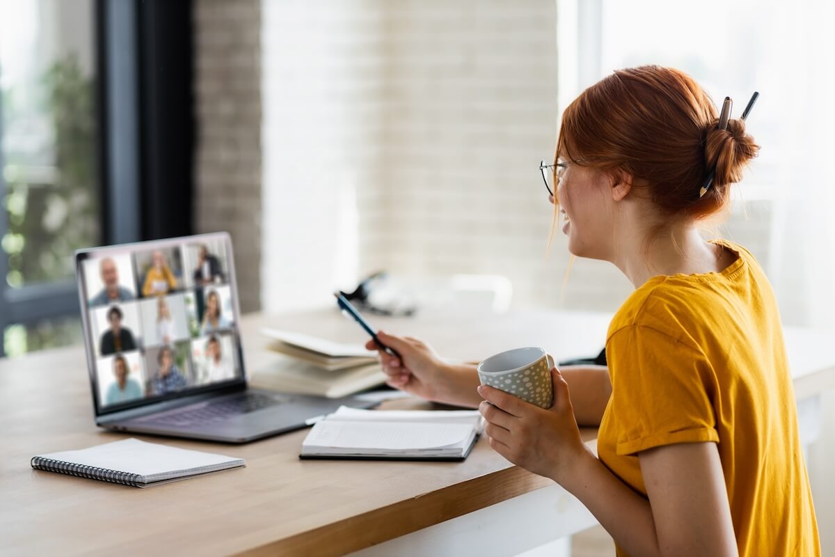 Patient portals and patient engagement: patient using her laptop for a video call