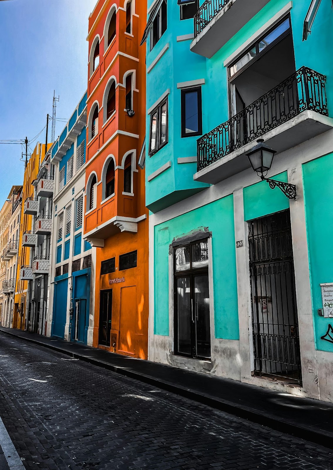 Colourful buildings on streets in puerto rico 