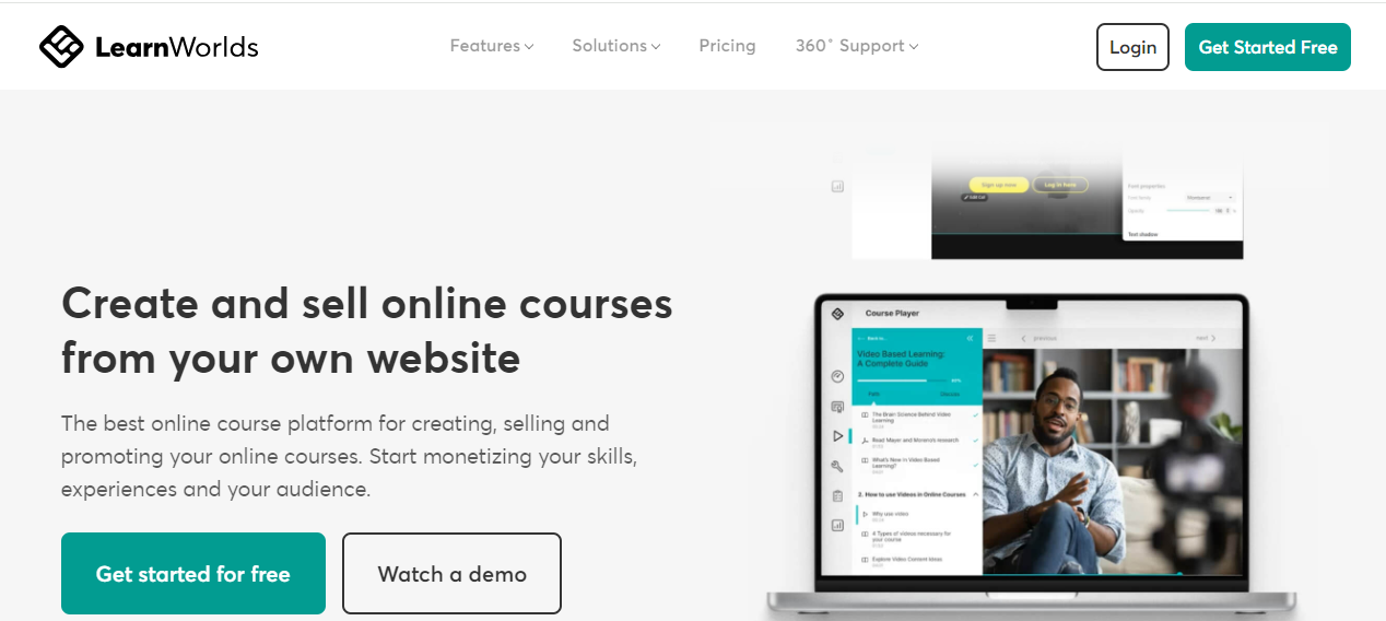 LearnWorlds landing page