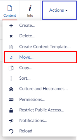 Actions Menu