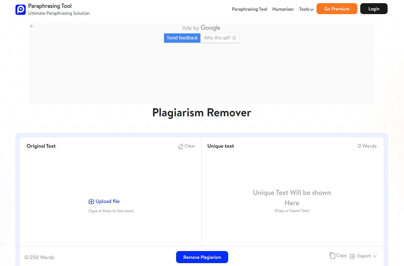 Paraphrasing-Tool.ai Plagiarism Remover