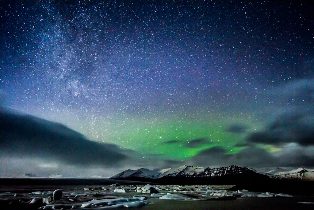 Northern lights in Iceland at night
