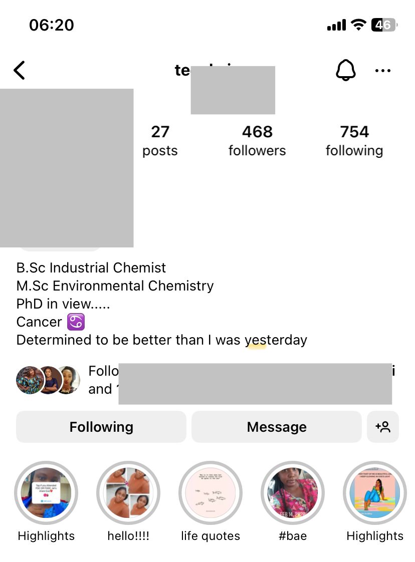 Instagram profile