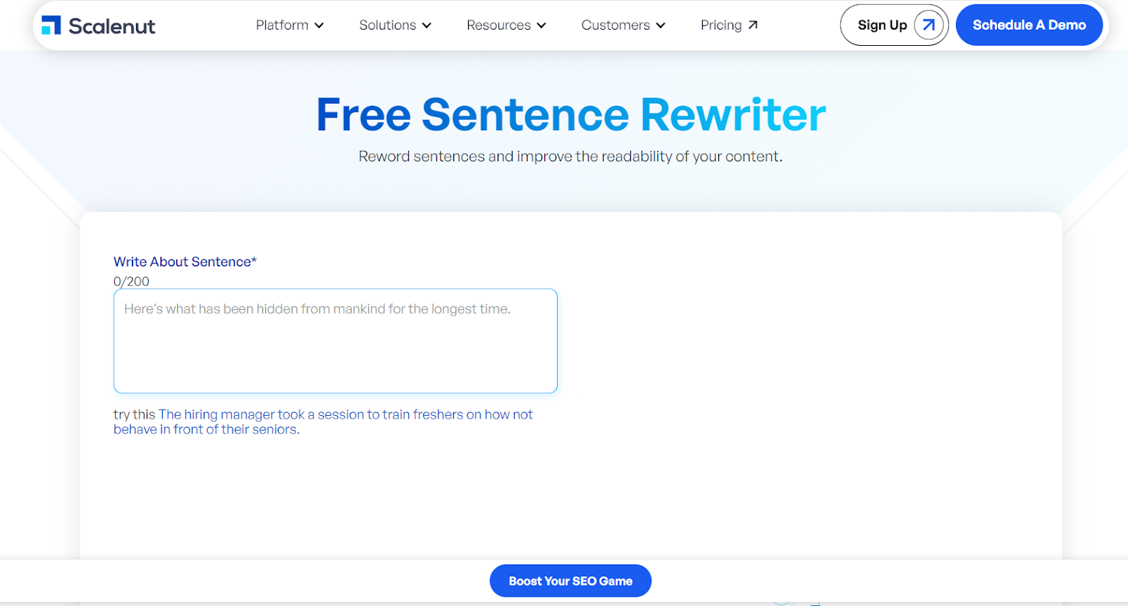 Scalenut Sentence Rewriter and Rewording Tool