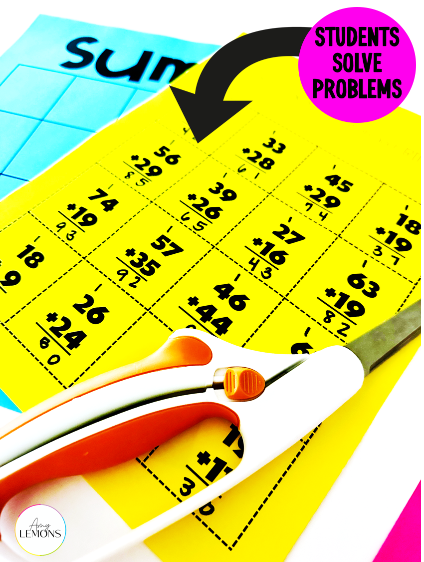 Student equation sheet for bingo cards.