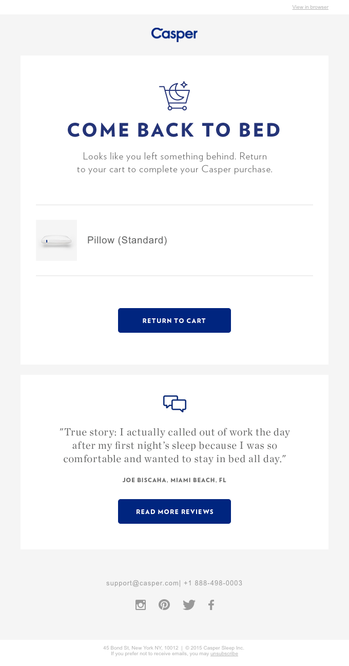 Screenshot of Casper Email