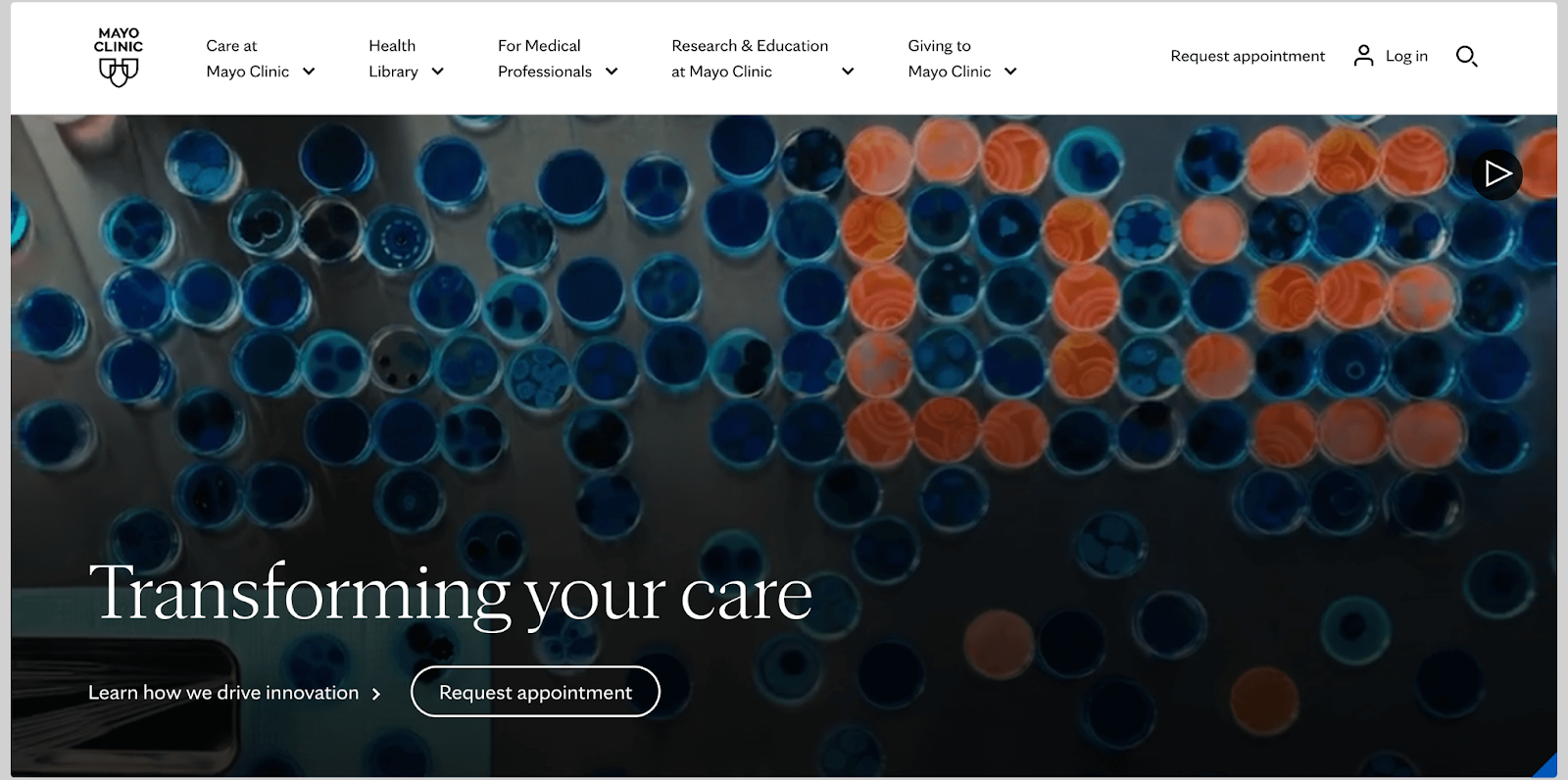 medical website example - mayo clinic