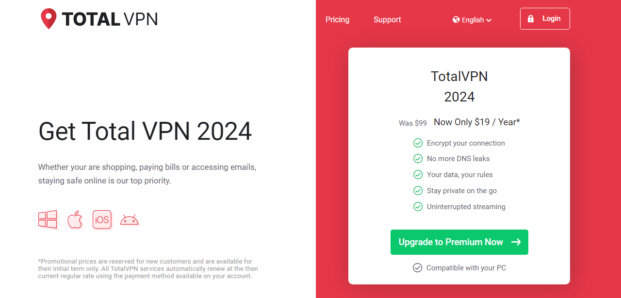 Pricing of Total VPN