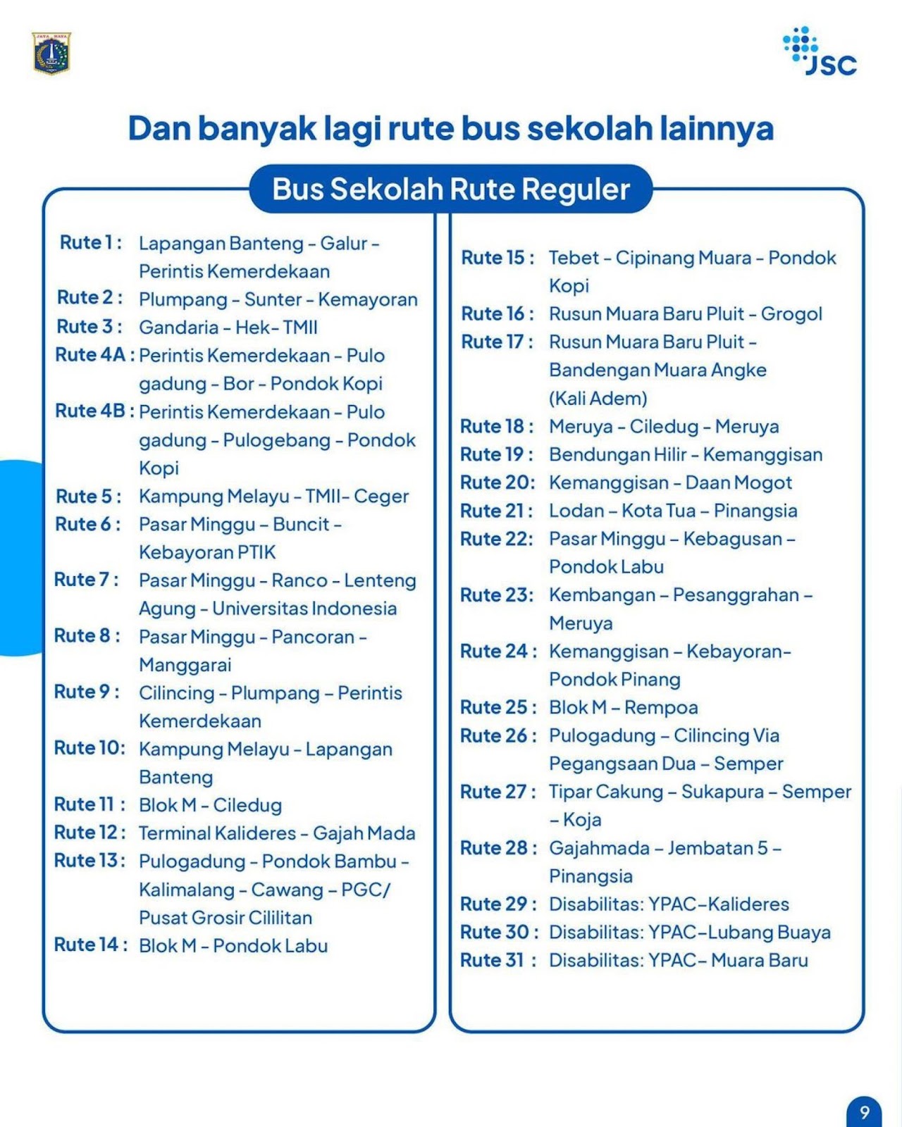 Regular School Bus Routes