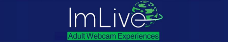 ImLive logo on navy blue background with tagline adult webcam experiences