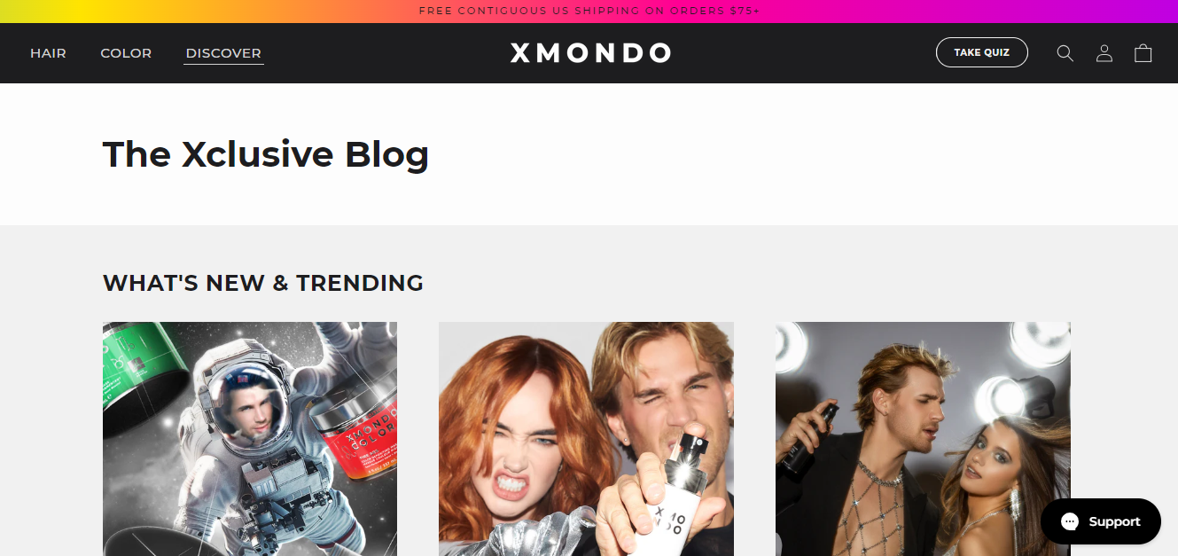 XMondo Blog homepage with good website blog design