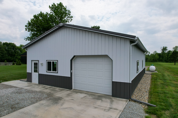 30 x 40 white pole barn garage